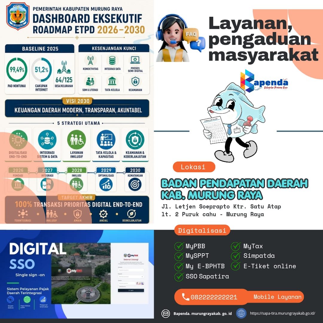 Daftar dan ambil nomor antrean loket pelayanan Bapenda Kabupaten Murung Raya secara online
